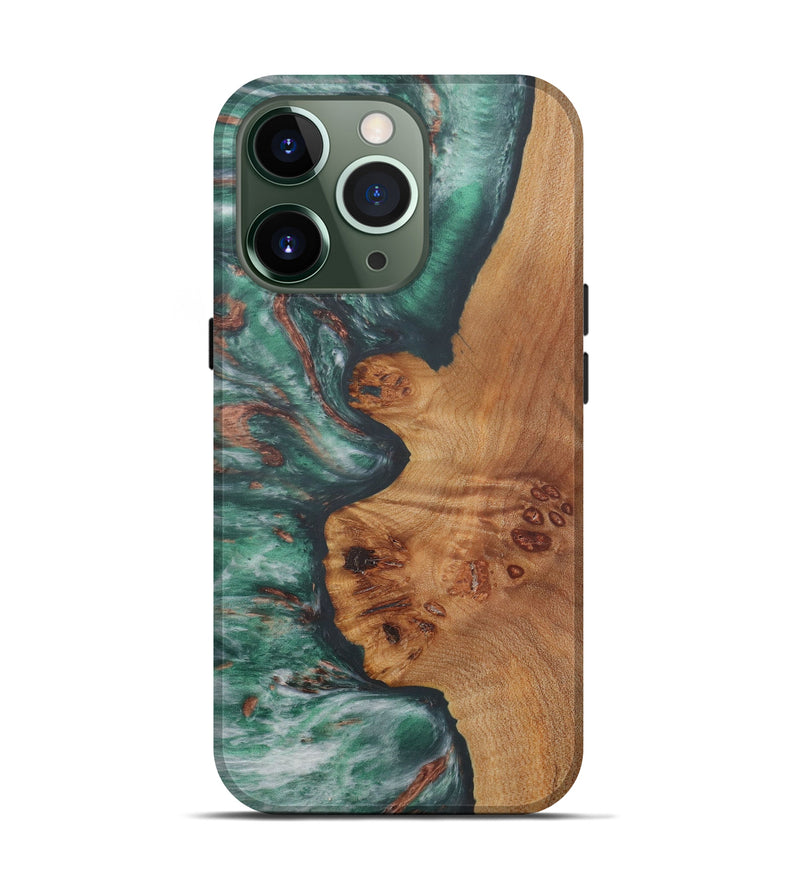 iPhone 13 Pro Wood+Resin Live Edge Phone Case - Josephina (Dark Green, 577505)