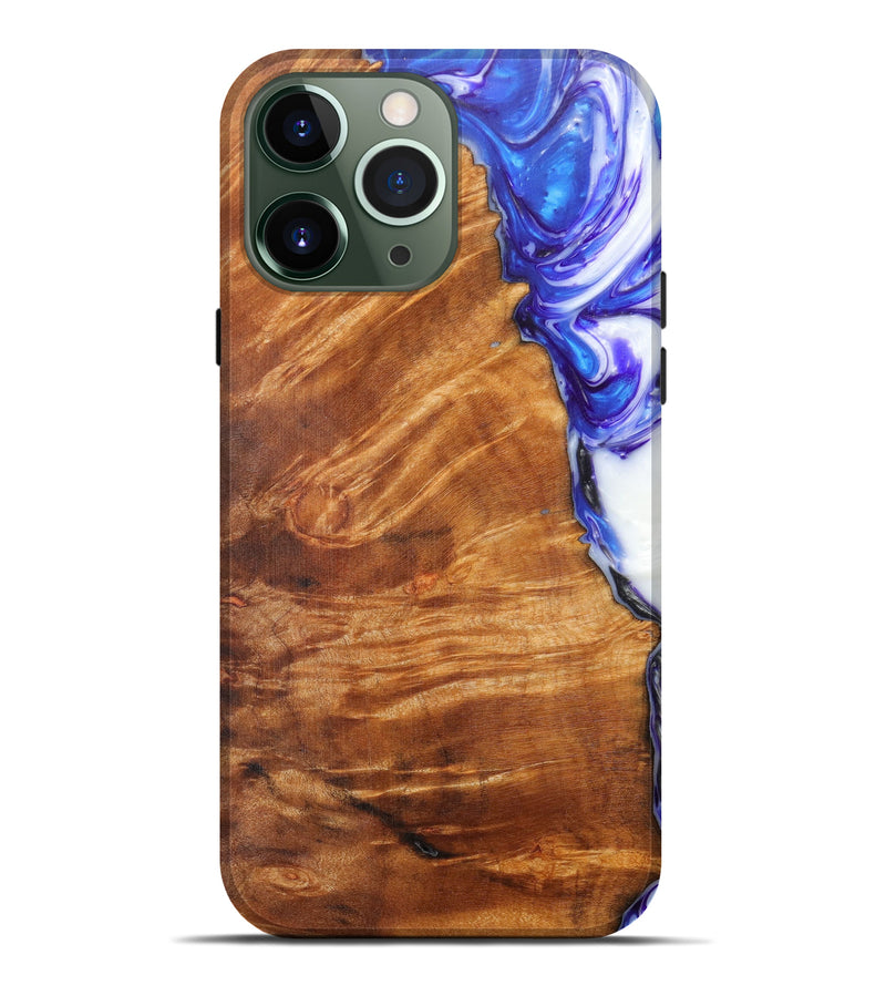 iPhone 13 Pro Max Wood+Resin Live Edge Phone Case - Paige (Light Blue, 608568)