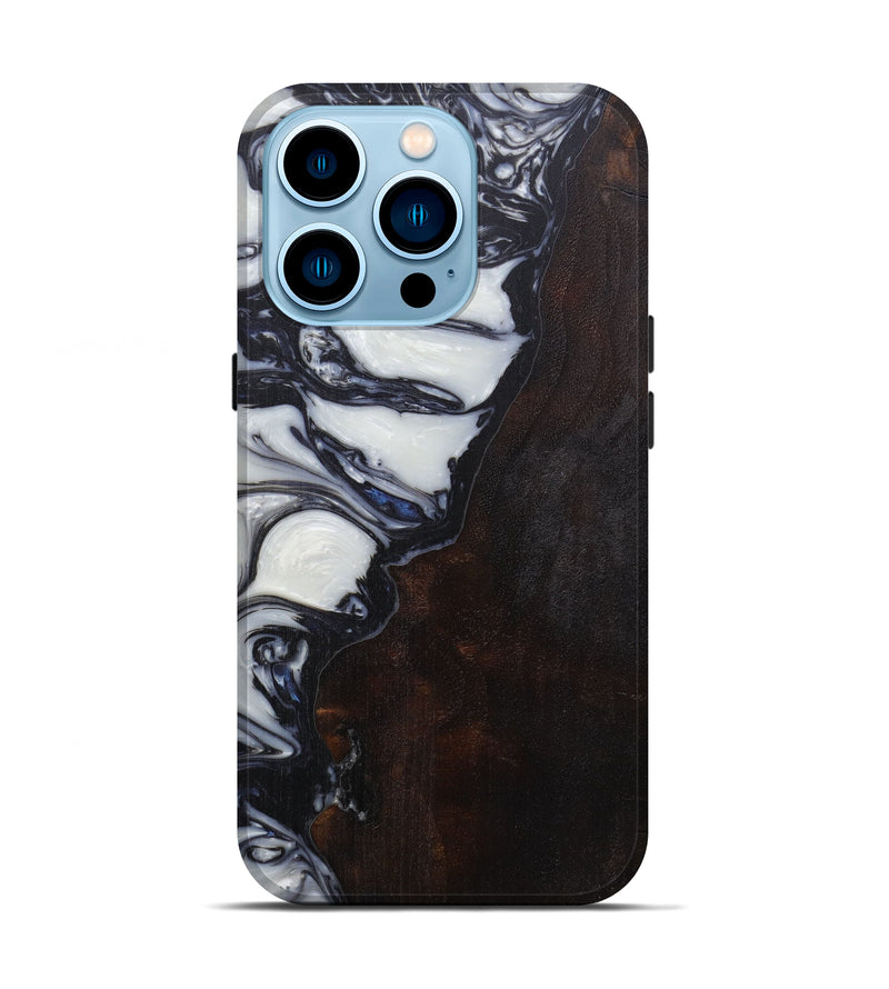 iPhone 14 Pro Wood+Resin Live Edge Phone Case - Helena (Black & White, 591783)