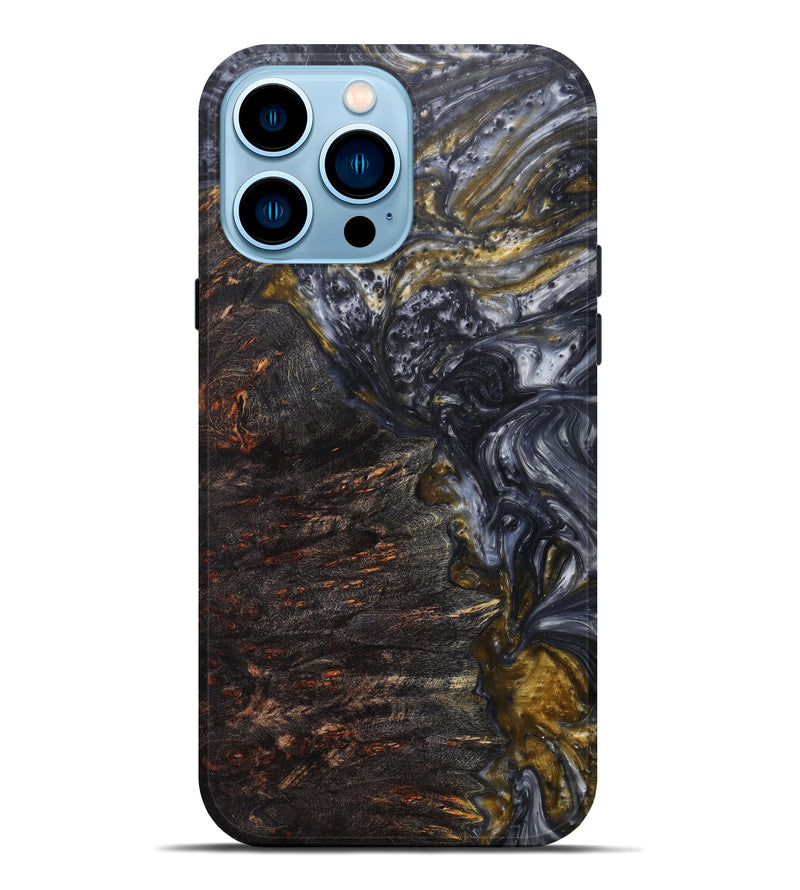 iPhone 14 Pro Max Wood+Resin Live Edge Phone Case - Gunars (Metallic, 597353)