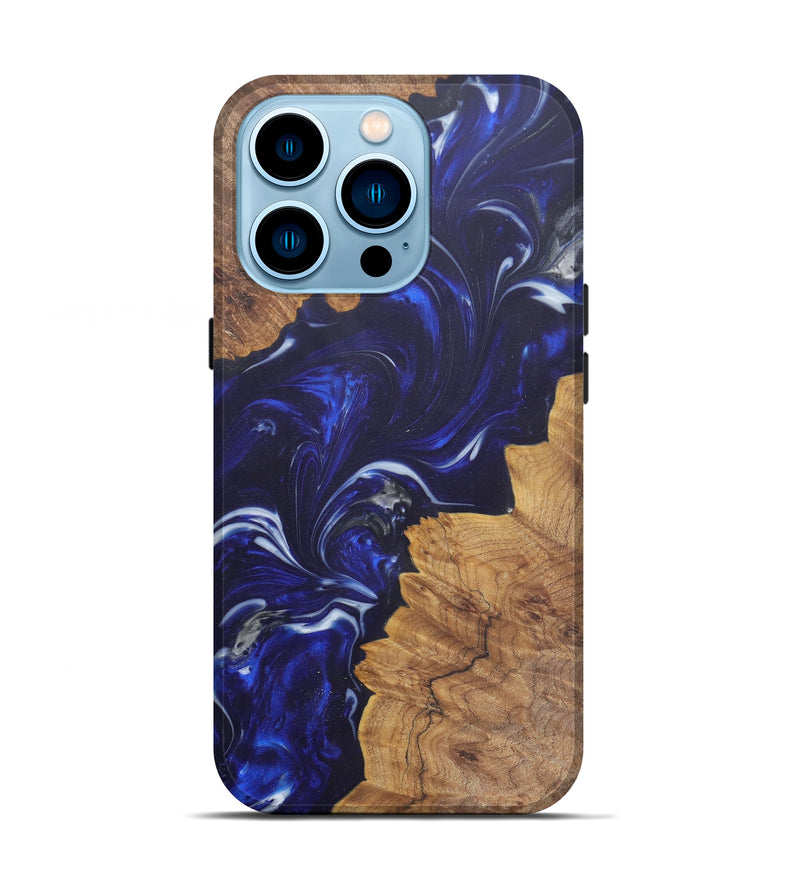 iPhone 14 Pro Wood+Resin Live Edge Phone Case - Eladio (Dark Blue, 594862)
