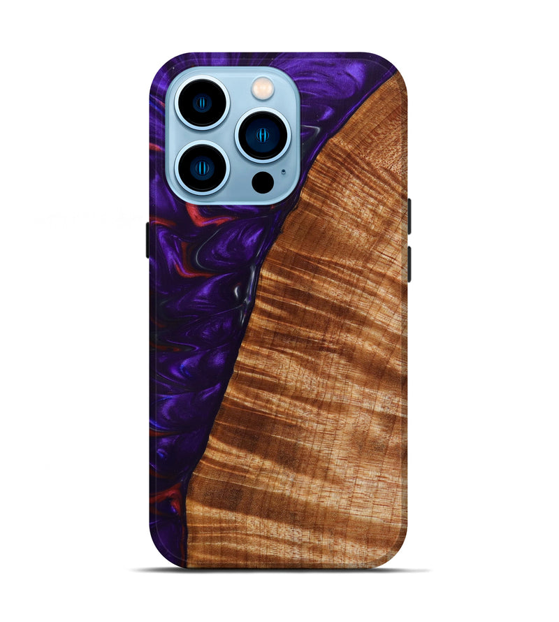 iPhone 14 Pro Wood+Resin Live Edge Phone Case - Deeyn (Purple, 633248)