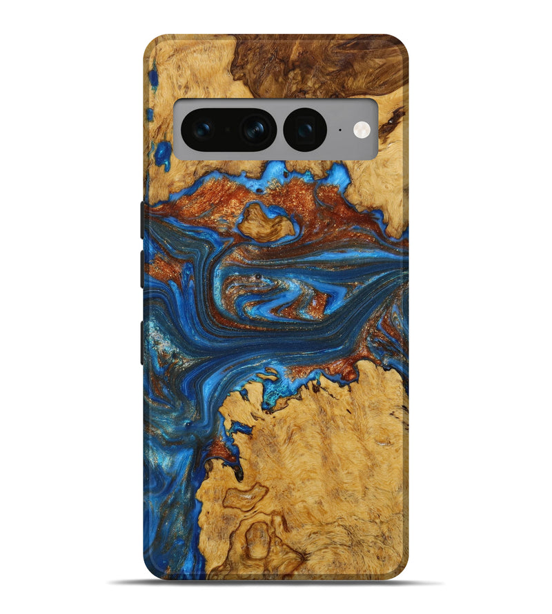 Pixel 7 Pro Wood+Resin Live Edge Phone Case - Archer (Teal & Gold, 646734)