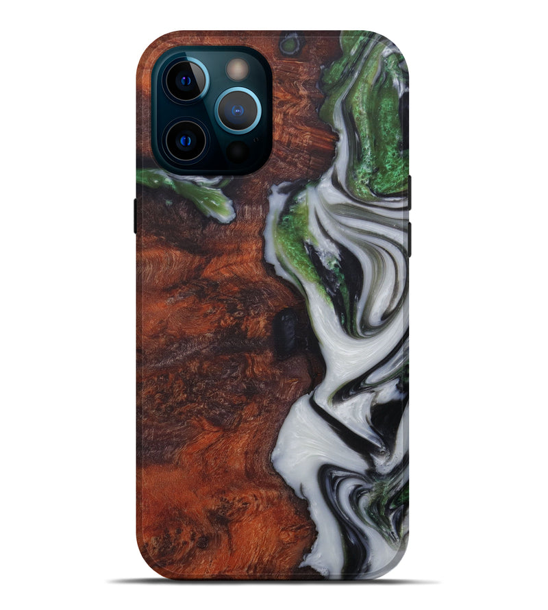iPhone 12 Pro Max Wood+Resin Live Edge Phone Case - Iolanthe (Dark Green, 580085)