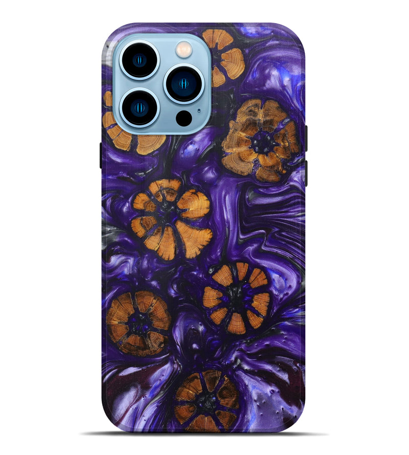 iPhone 14 Pro Max Wood+Resin Live Edge Phone Case - Bevvy (Purple, 608606)