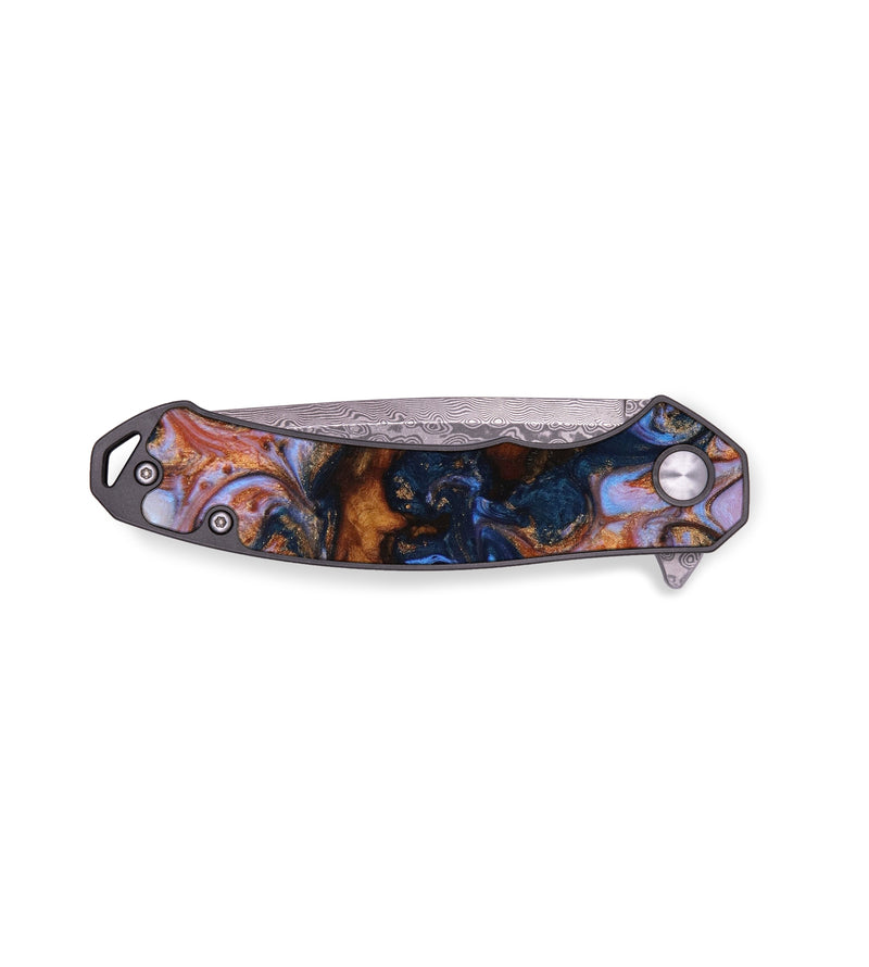 EDC Wood+Resin Pocket Knife - Emanuel (Teal & Gold, 642625)