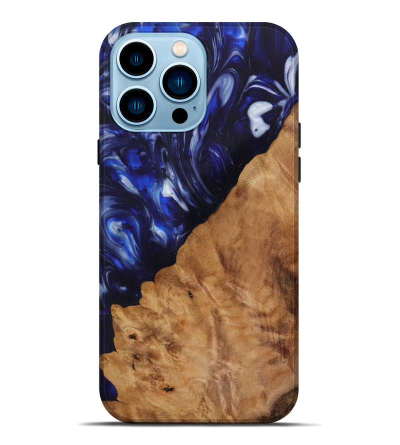 iPhone 14 Pro Max Wood+Resin Live Edge Phone Case - Nathen (Blue, 619511)