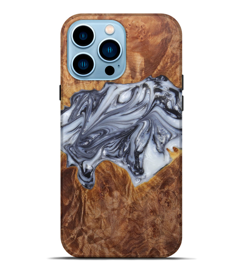 iPhone 14 Pro Max Wood+Resin Live Edge Phone Case - Marv (Black & White, 598601)