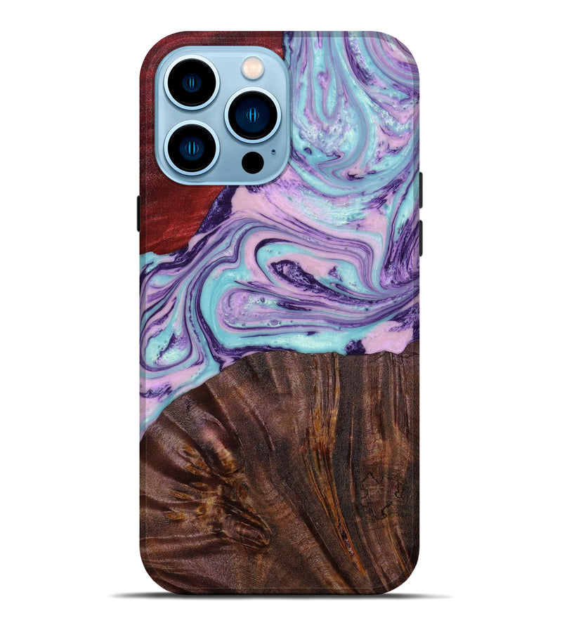 iPhone 14 Pro Max Wood+Resin Live Edge Phone Case - Jarod (Purple, 644804)
