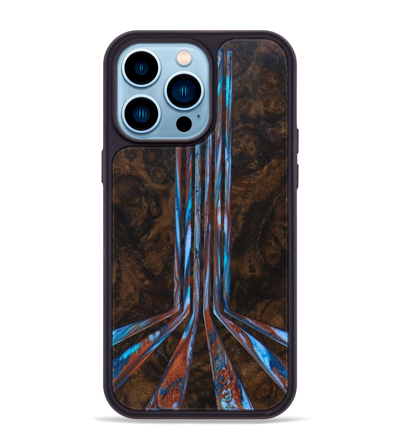 iPhone 14 Pro Max Wood+Resin Phone Case - Miyuki (Retro, 634376)