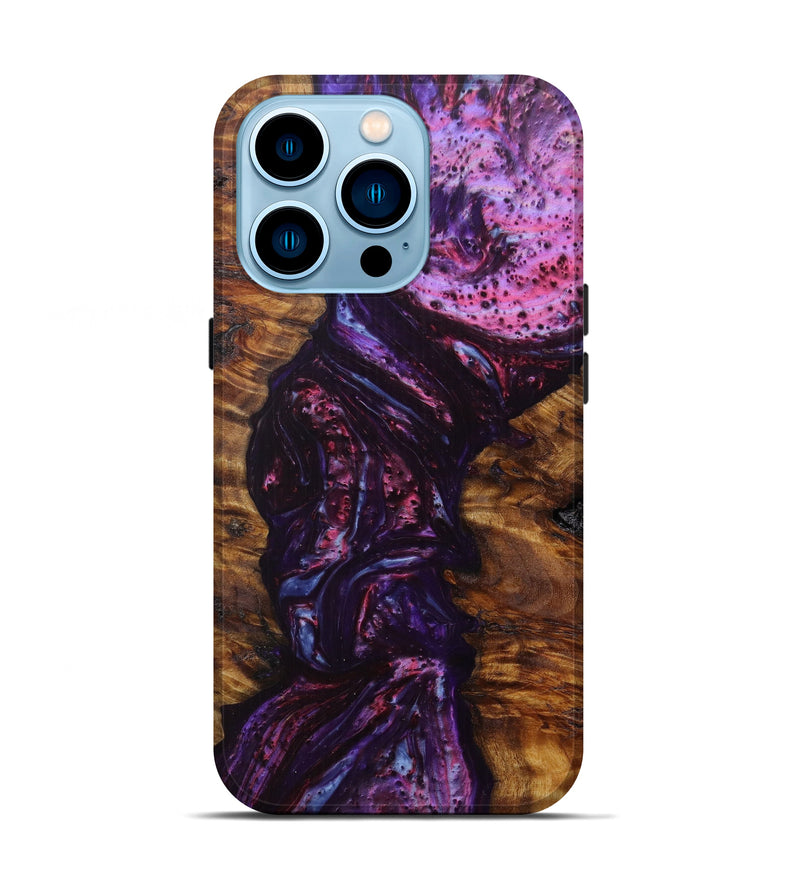 iPhone 14 Pro Wood+Resin Live Edge Phone Case - Loreen (Purple, 599109)