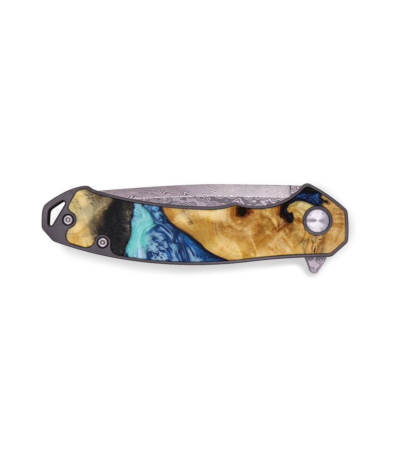 EDC Wood+Resin Pocket Knife - Gayle (Blue, 644182)