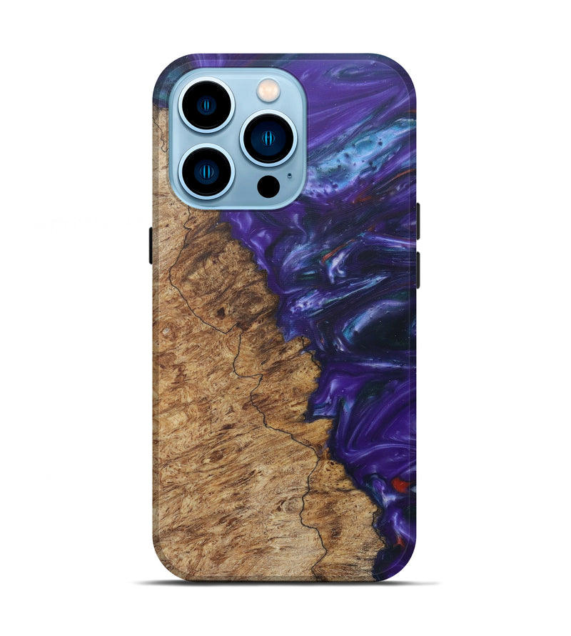 iPhone 14 Pro Wood+Resin Live Edge Phone Case - Marjory (Purple, 590687)