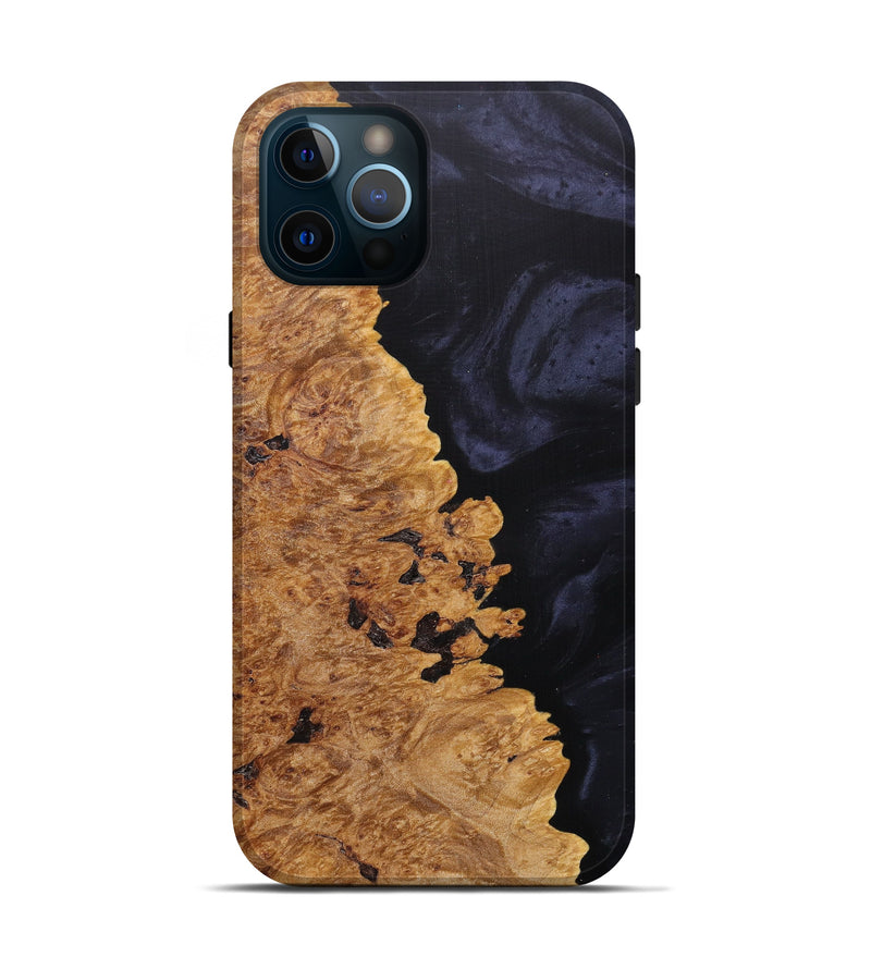 iPhone 12 Pro Wood+Resin Live Edge Phone Case - Ester (Pure Black, 616645)