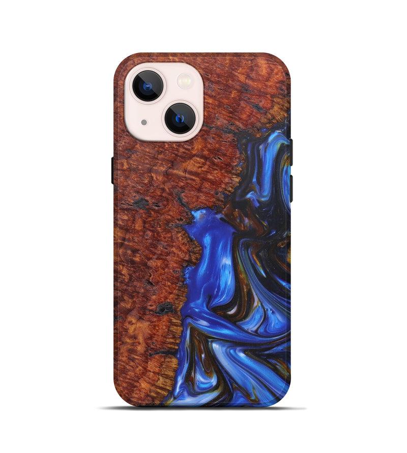 iPhone 13 mini Wood+Resin Live Edge Phone Case - Zia (Light Blue, 606499)