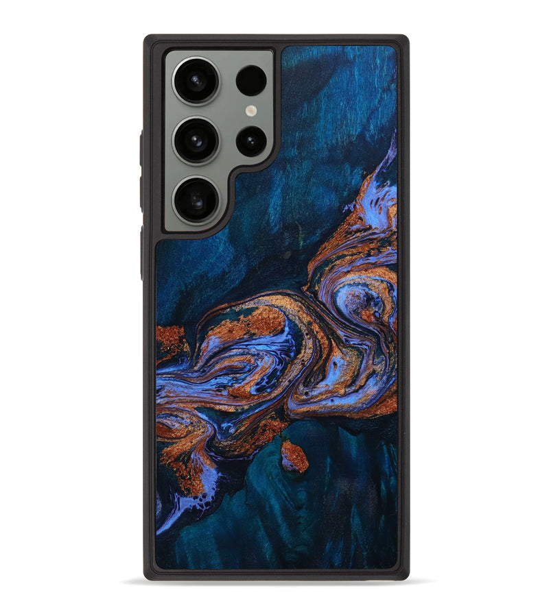 Galaxy S23 Ultra Wood+Resin Phone Case - Lyric (Teal & Gold, 643831)