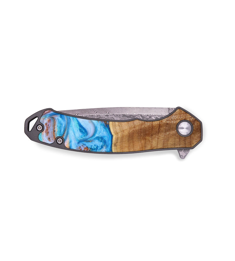EDC Wood+Resin Pocket Knife - Ryker (Teal & Gold, 642657)