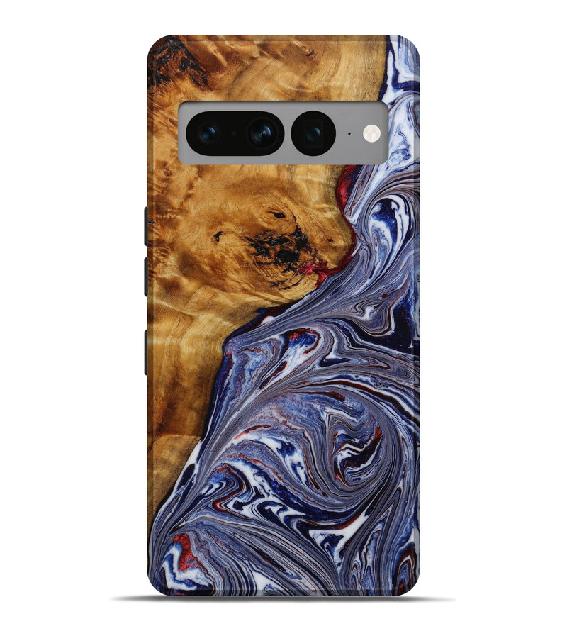 Pixel 7 Pro Wood+Resin Live Edge Phone Case - Ashanti (Blue, 648209)