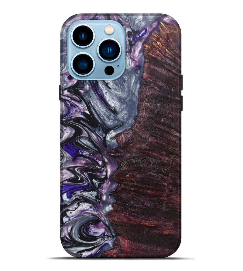 iPhone 14 Pro Max Wood+Resin Live Edge Phone Case - Haisley (Purple, 641022)