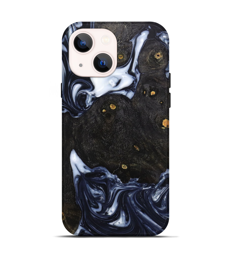 iPhone 13 Wood+Resin Live Edge Phone Case - Debrah (Black & White, 633108)