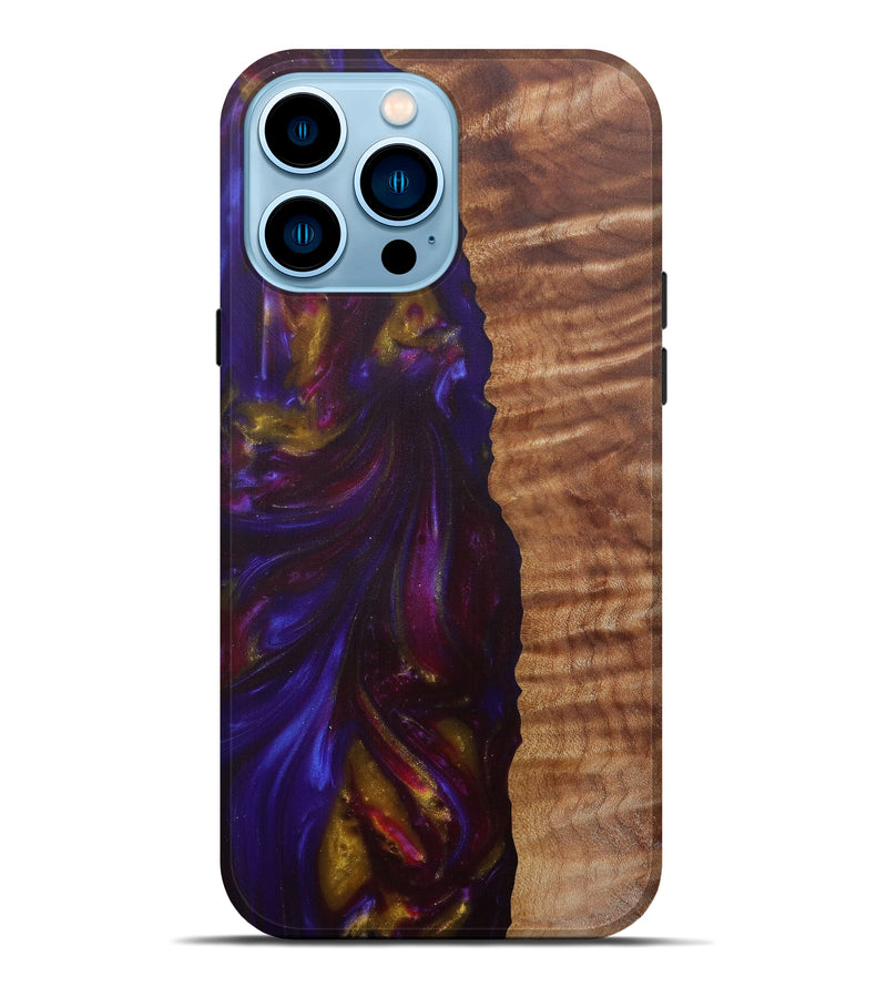 iPhone 14 Pro Max Wood+Resin Live Edge Phone Case - Cayla (Purple, 584047)