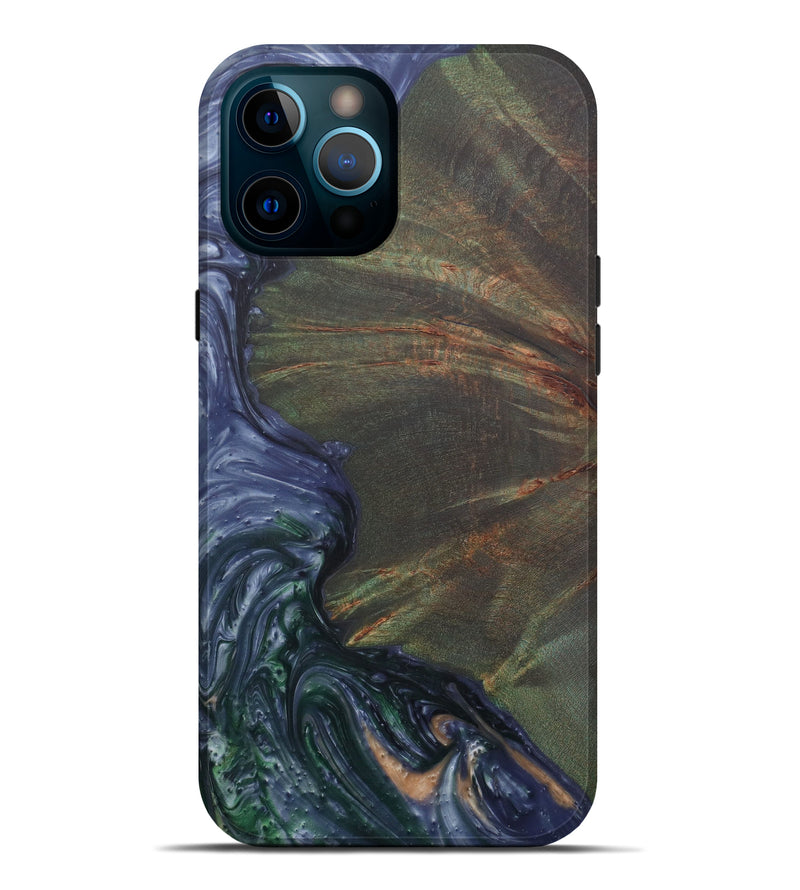iPhone 12 Pro Max Wood+Resin Live Edge Phone Case - Ria (Light Blue, 576758)