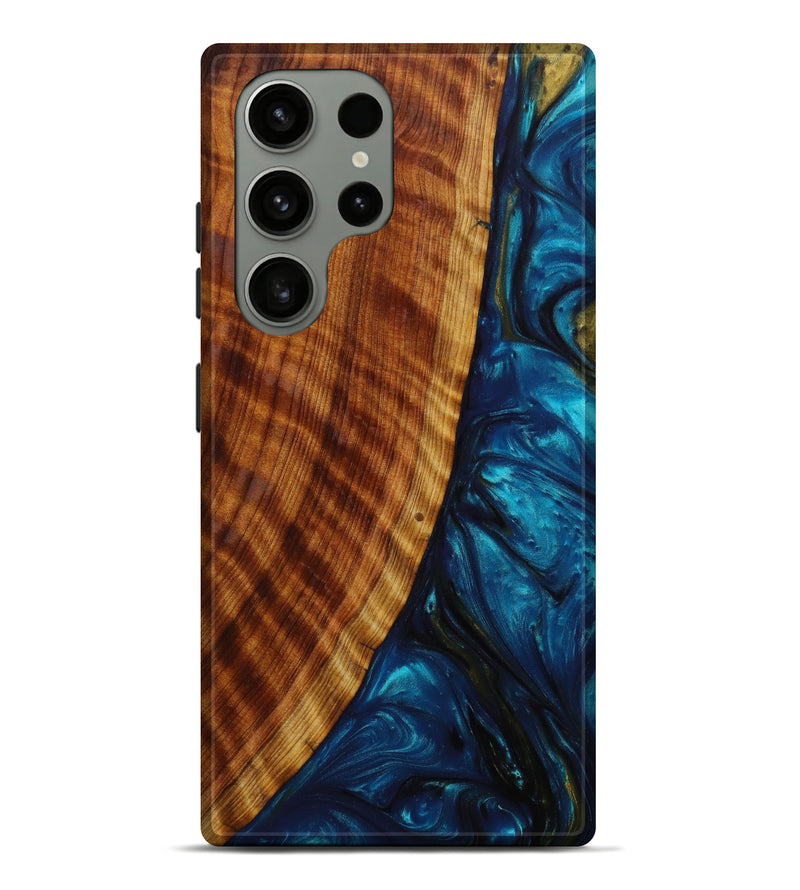 Galaxy S23 Ultra Wood+Resin Live Edge Phone Case - Graham (Teal & Gold, 644304)