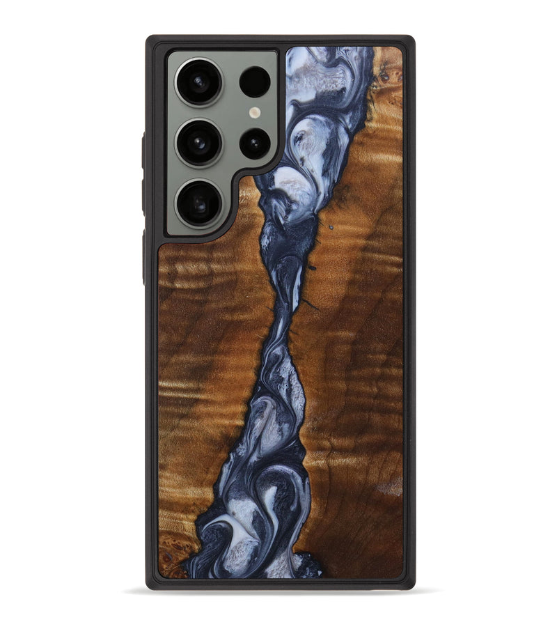 Galaxy S23 Ultra Wood+Resin Phone Case - Allyssa (Black & White, 632449)