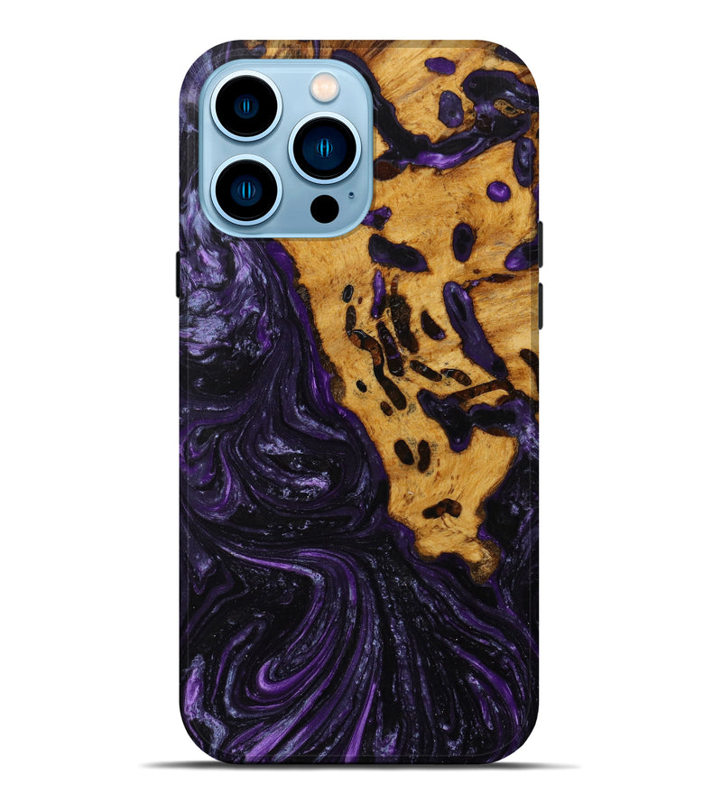 iPhone 14 Pro Max Wood+Resin Live Edge Phone Case - Terri (Purple, 645633)