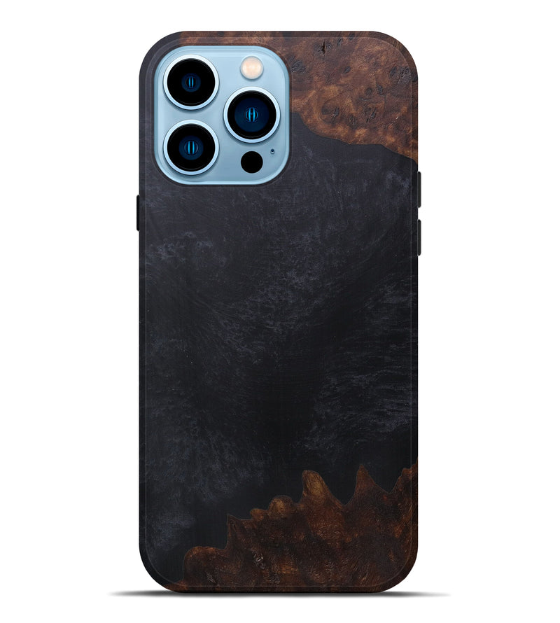 iPhone 14 Pro Max Wood+Resin Live Edge Phone Case - Dotty (Pure Black, 591419)