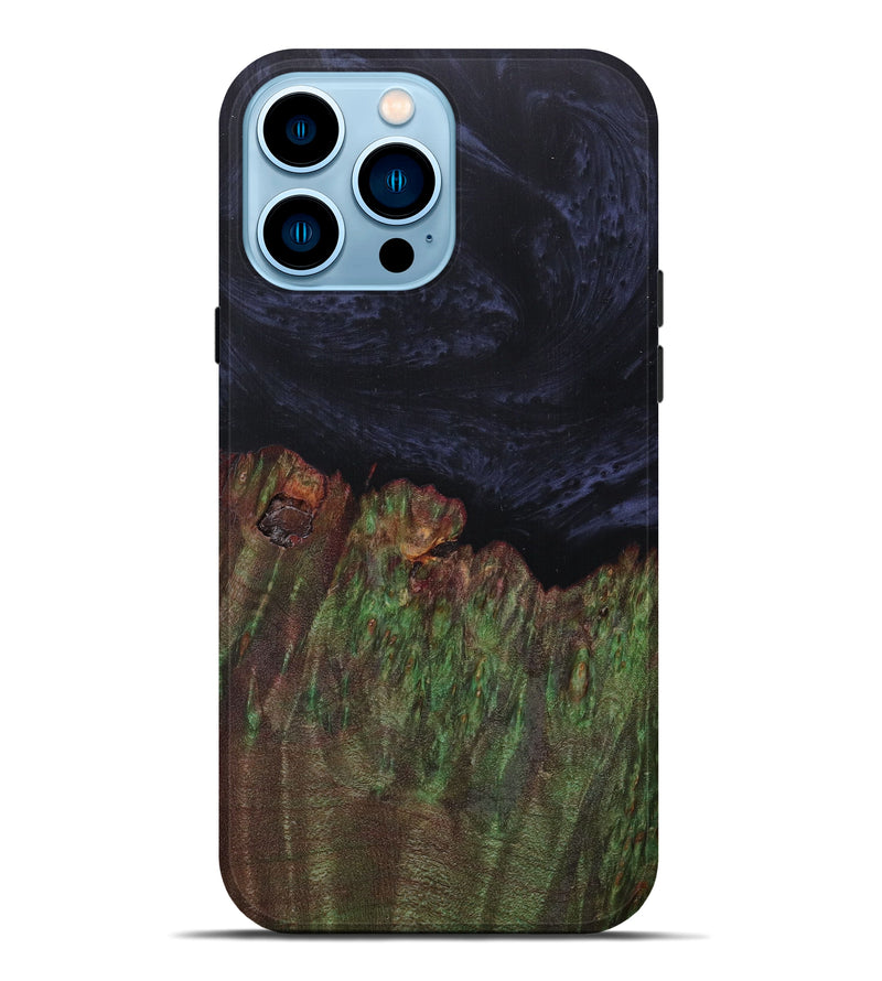 iPhone 14 Pro Max Wood+Resin Live Edge Phone Case - Kelvin (Pure Black, 605510)