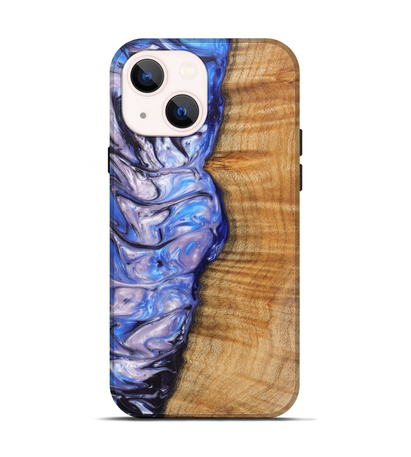 iPhone 14 Wood+Resin Live Edge Phone Case - Zayne (Blue, 616711)