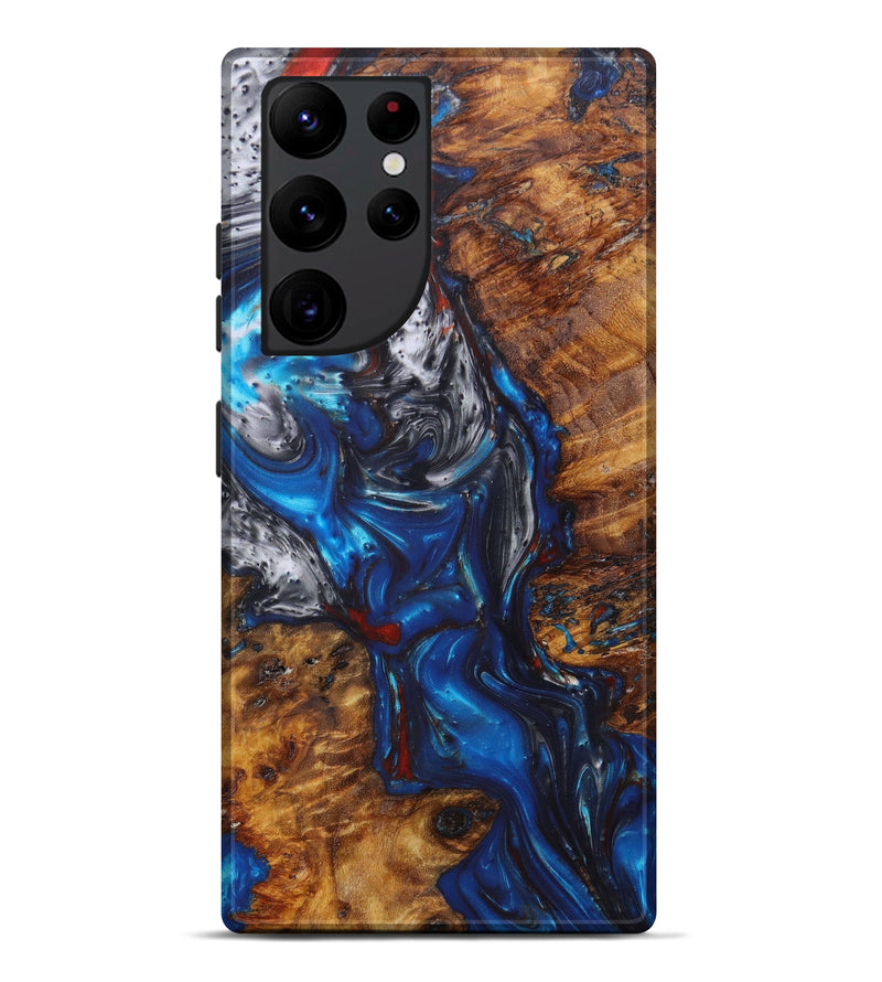 Galaxy S22 Ultra Wood+Resin Live Edge Phone Case - Therese (Blue, 629009)