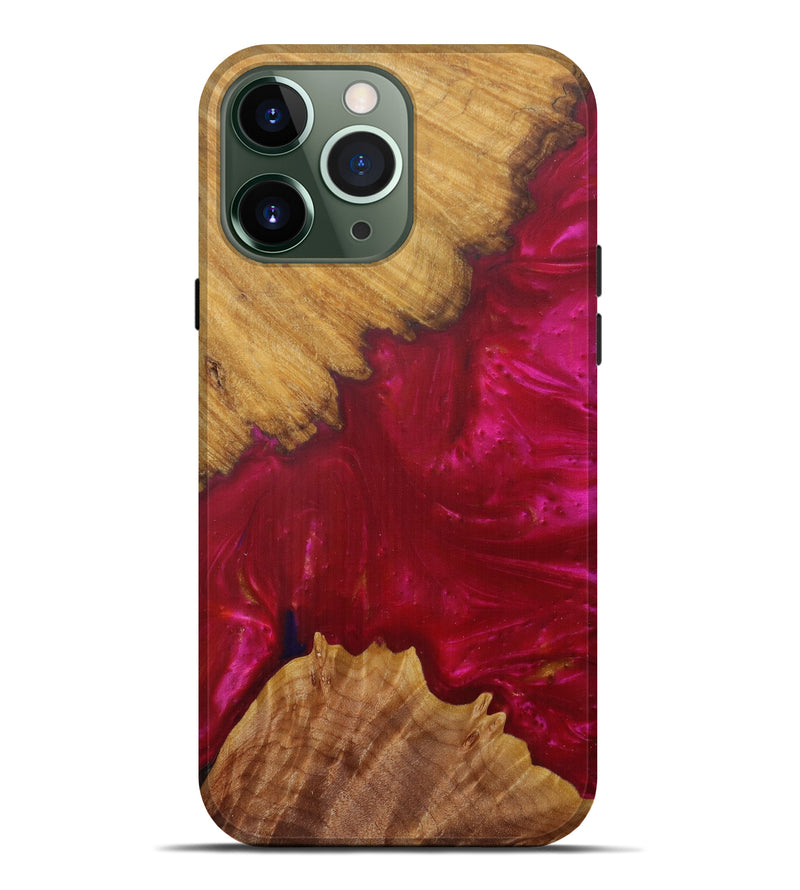 iPhone 13 Pro Max Wood+Resin Live Edge Phone Case - Selva (Dark Red, 582801)