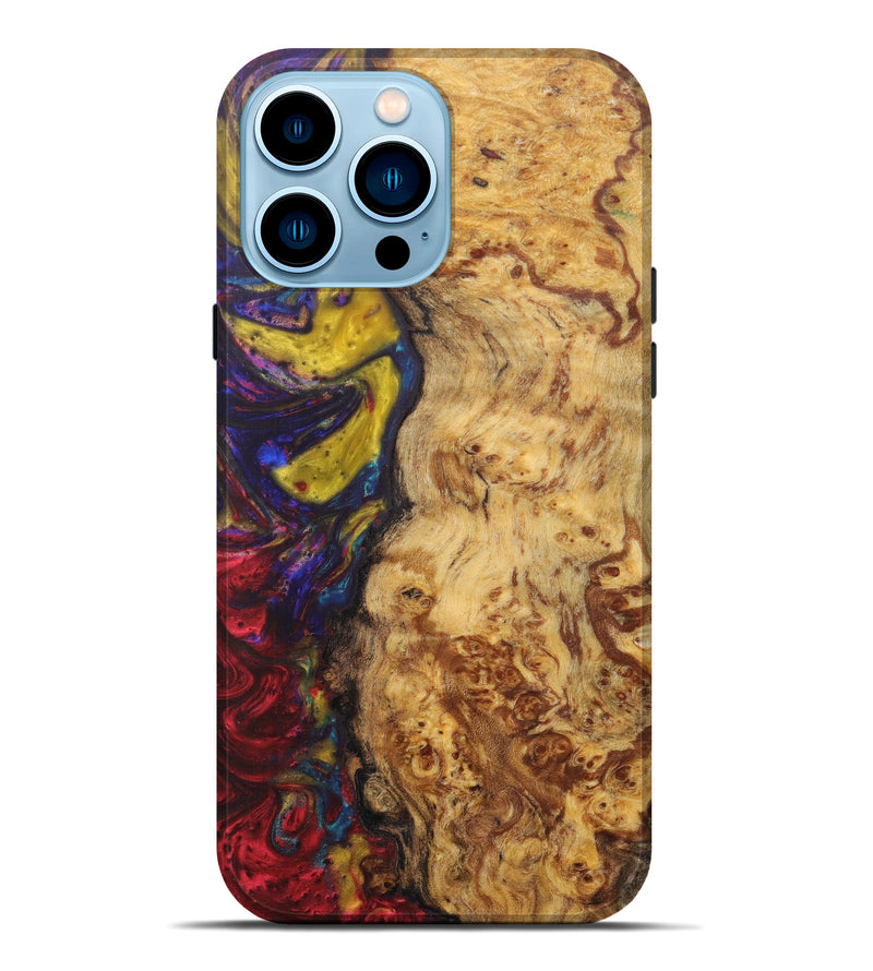 iPhone 14 Pro Max Wood+Resin Live Edge Phone Case - Karen (Dark Red, 598633)