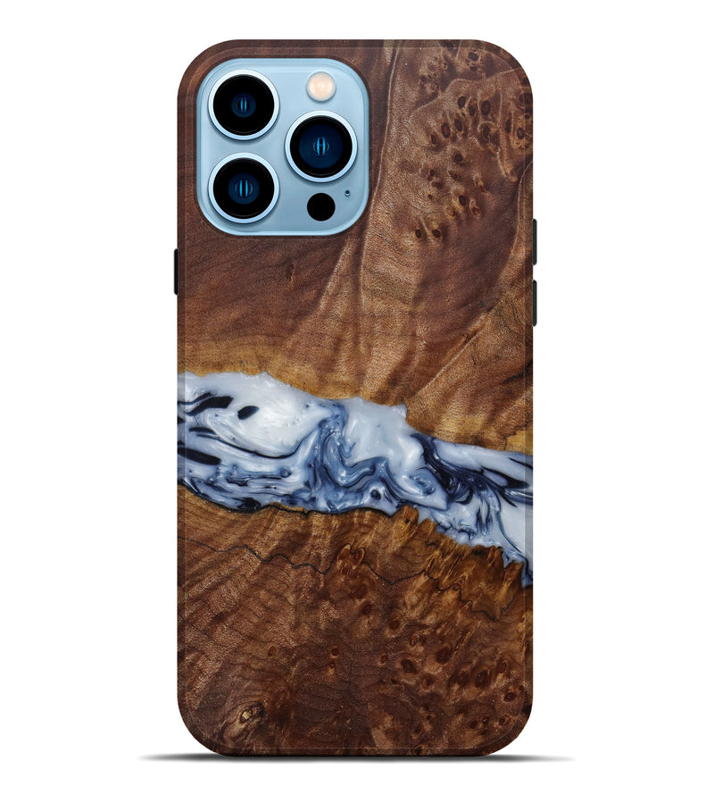iPhone 14 Pro Max Wood+Resin Live Edge Phone Case - Belia (Black & White, 582832)