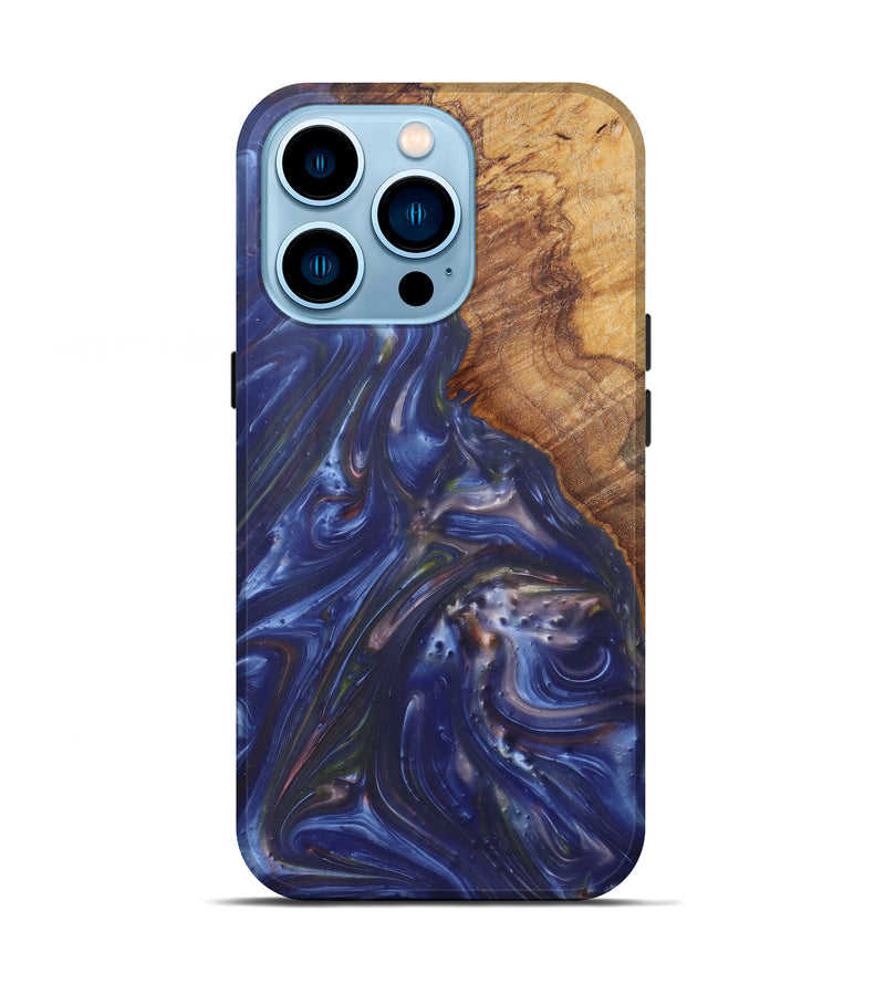iPhone 14 Pro Wood+Resin Live Edge Phone Case - Berrie (Light Blue, 601223)