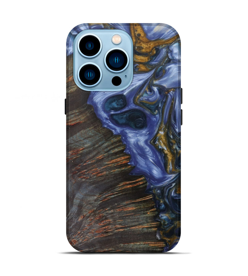 iPhone 14 Pro Wood+Resin Live Edge Phone Case - Adan (Light Blue, 582881)