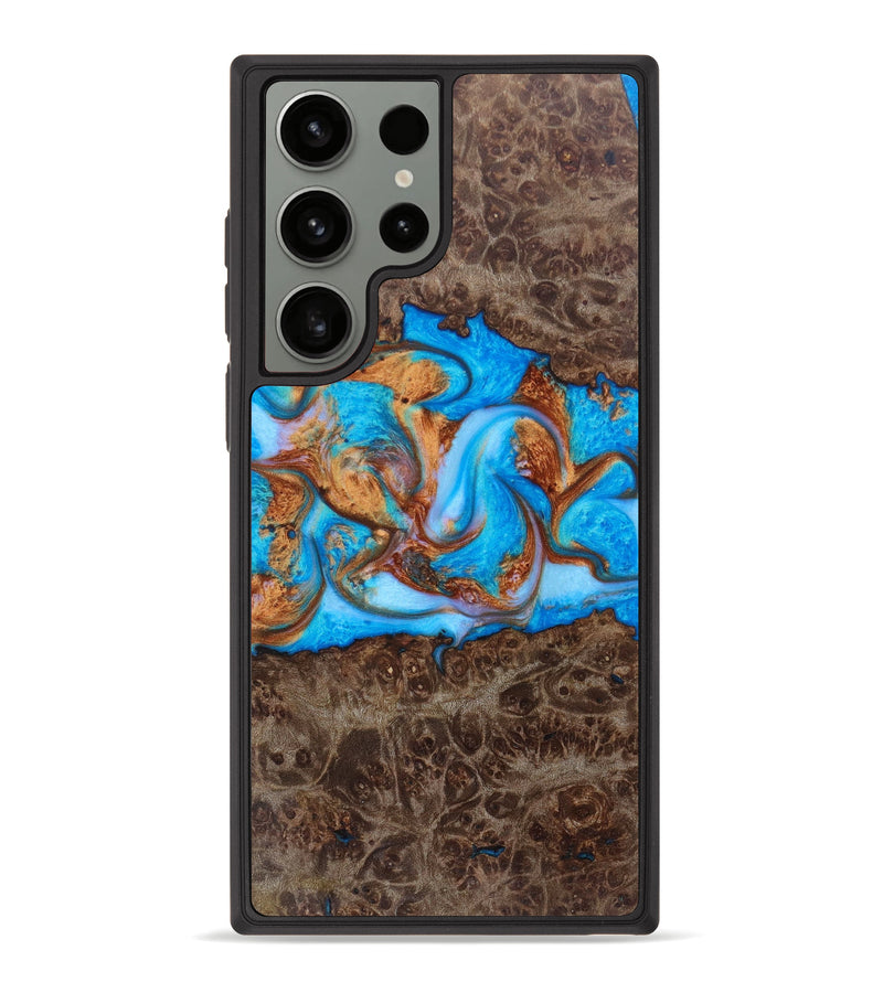 Galaxy S23 Ultra Wood+Resin Phone Case - Alora (Teal & Gold, 622137)