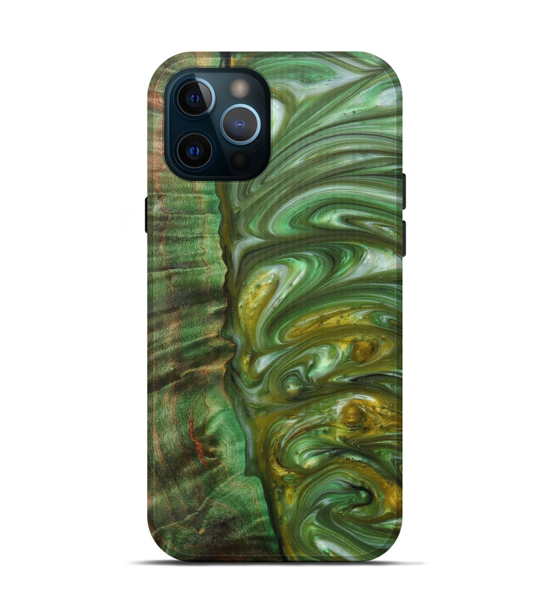 iPhone 12 Pro Wood+Resin Live Edge Phone Case - Robyn (Dark Green, 597297)