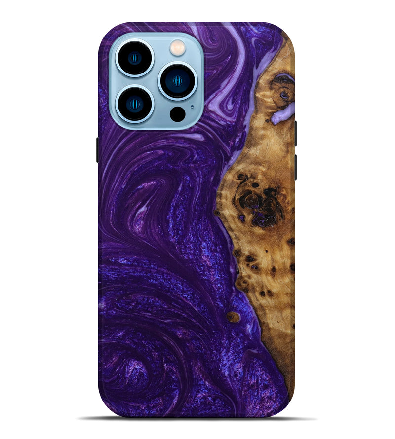 iPhone 14 Pro Max Wood+Resin Live Edge Phone Case - Maude (Purple, 646037)