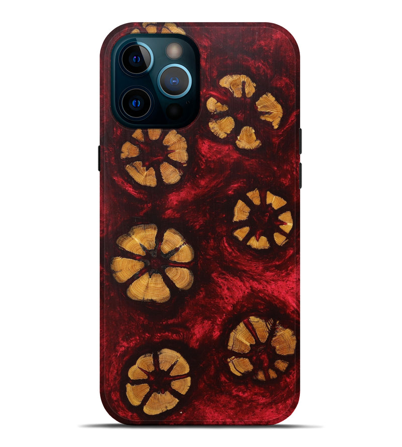 iPhone 12 Pro Max Wood+Resin Live Edge Phone Case - Tersina (Dark Red, 605532)