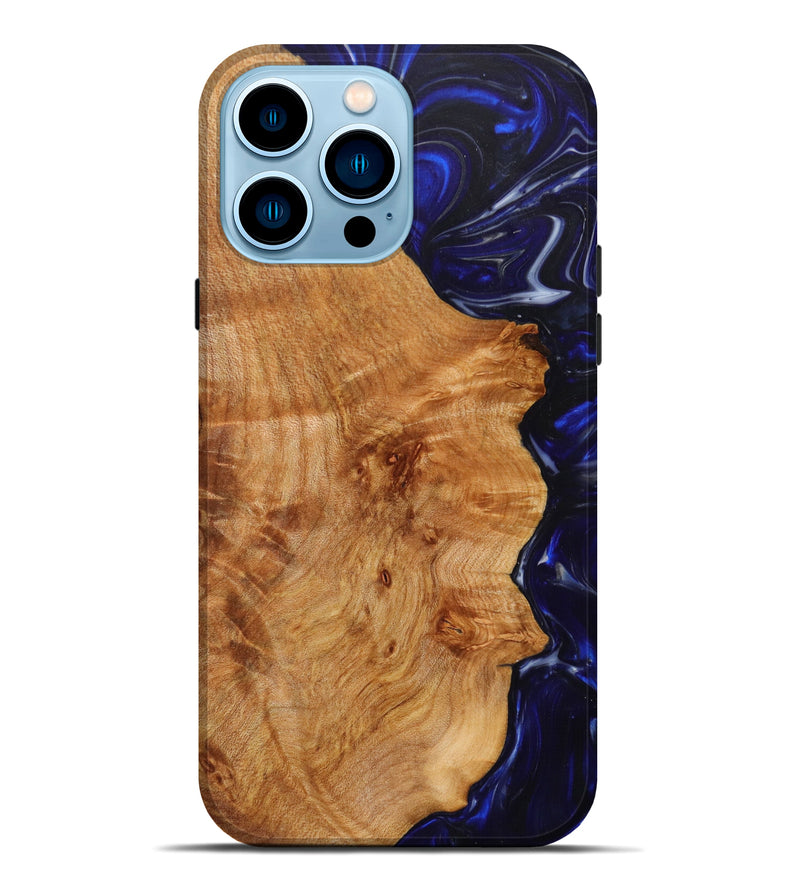 iPhone 14 Pro Max Wood+Resin Live Edge Phone Case - Adalyn (Blue, 624452)