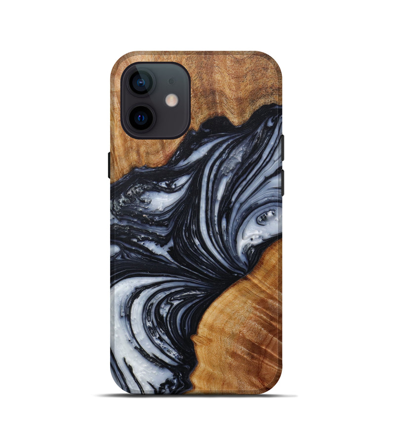 iPhone 12 mini Wood+Resin Live Edge Phone Case - Kamlesh (Black & White, 589835)