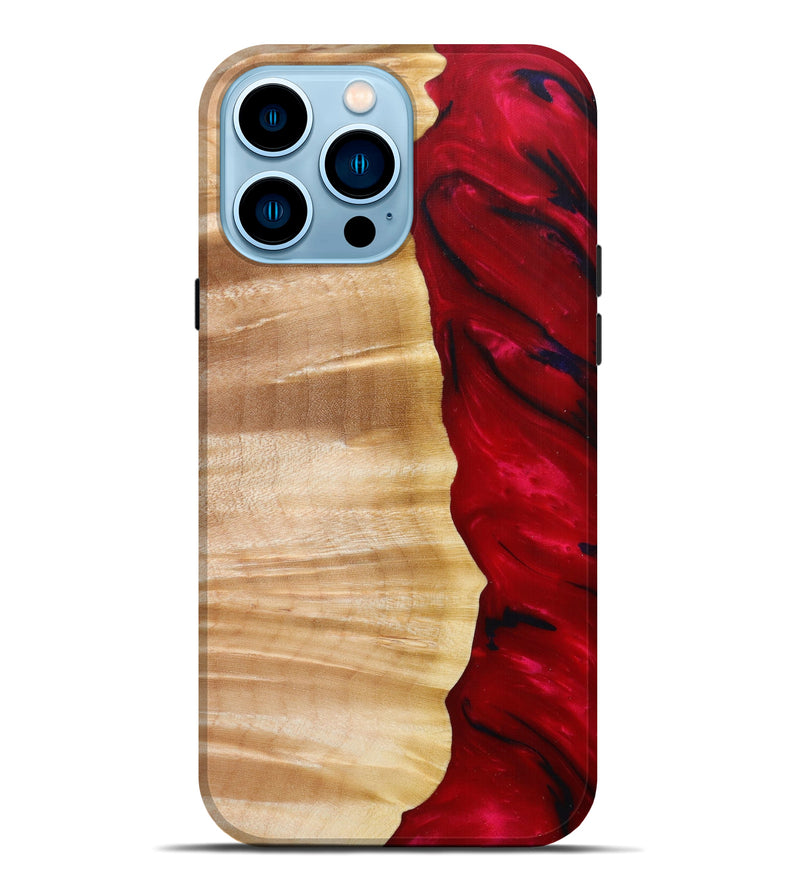 iPhone 14 Pro Max Wood+Resin Live Edge Phone Case - Josefina (Dark Red, 614577)