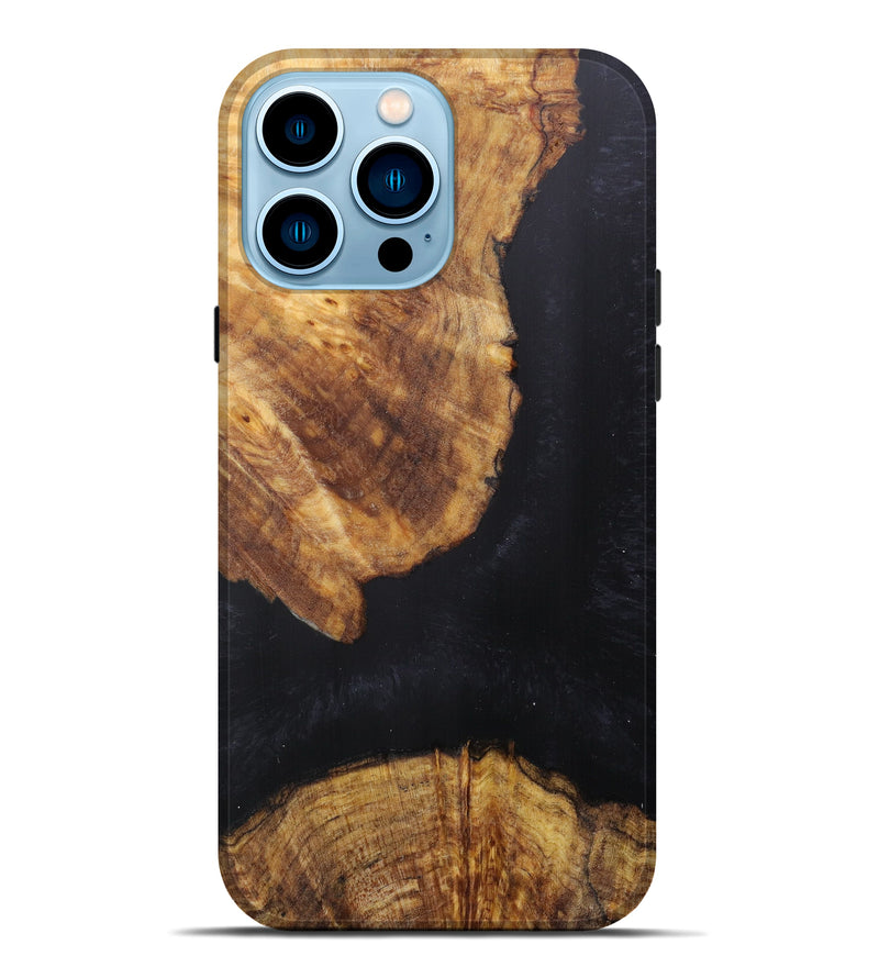 iPhone 14 Pro Max Wood+Resin Live Edge Phone Case - Millie (Pure Black, 597309)