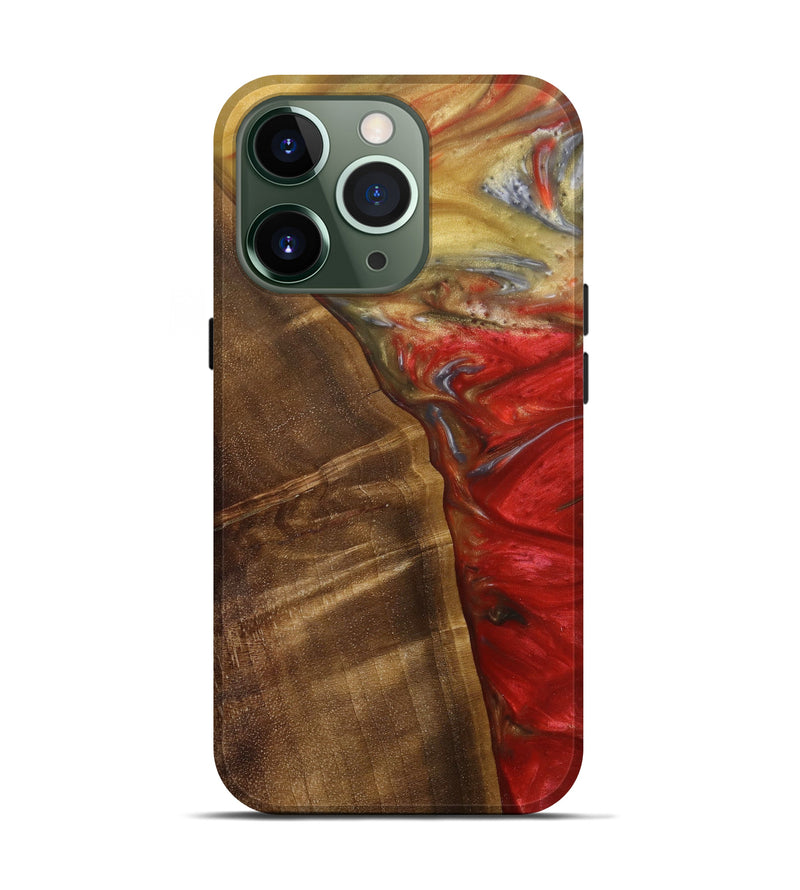 iPhone 13 Pro Wood+Resin Live Edge Phone Case - Reanna (Red, 623221)