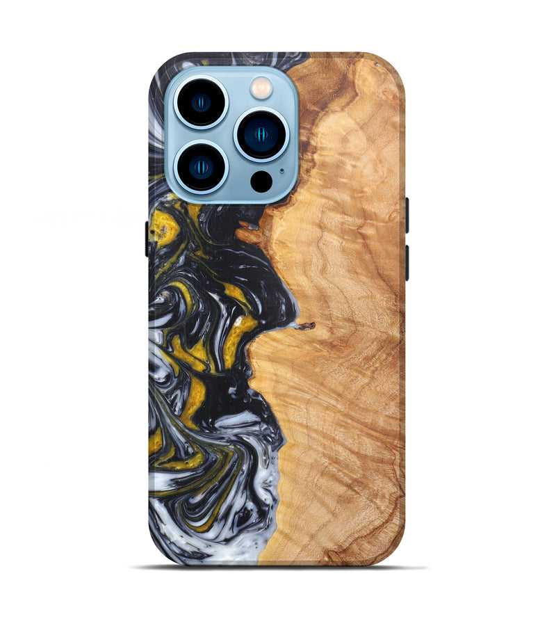 iPhone 14 Pro Wood+Resin Live Edge Phone Case - Dalip (Black & White, 606492)