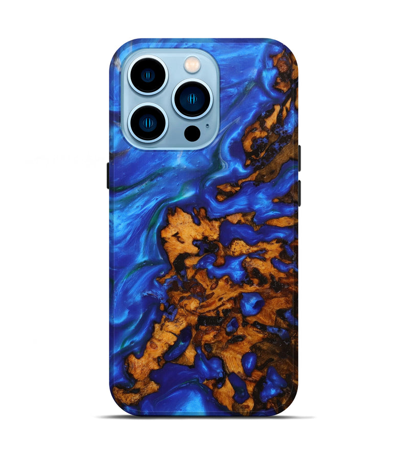 iPhone 14 Pro Wood+Resin Live Edge Phone Case - Brandan (Dark Blue, 610631)