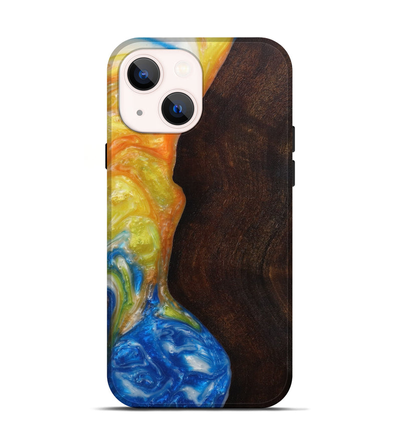 iPhone 13 Wood+Resin Live Edge Phone Case - Mufinella (Light Blue, 593333)